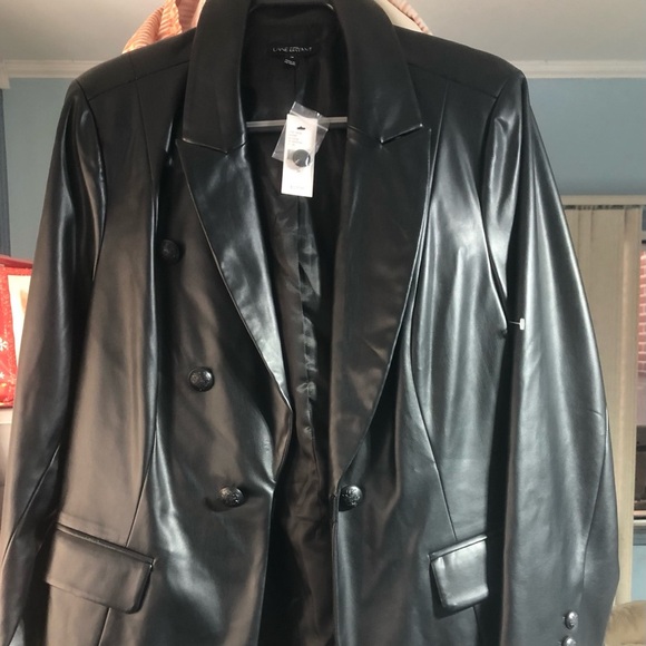 Lane Bryant Faux-Leather Double-Breasted Blazer 18 NWT - Picture 3 of 5